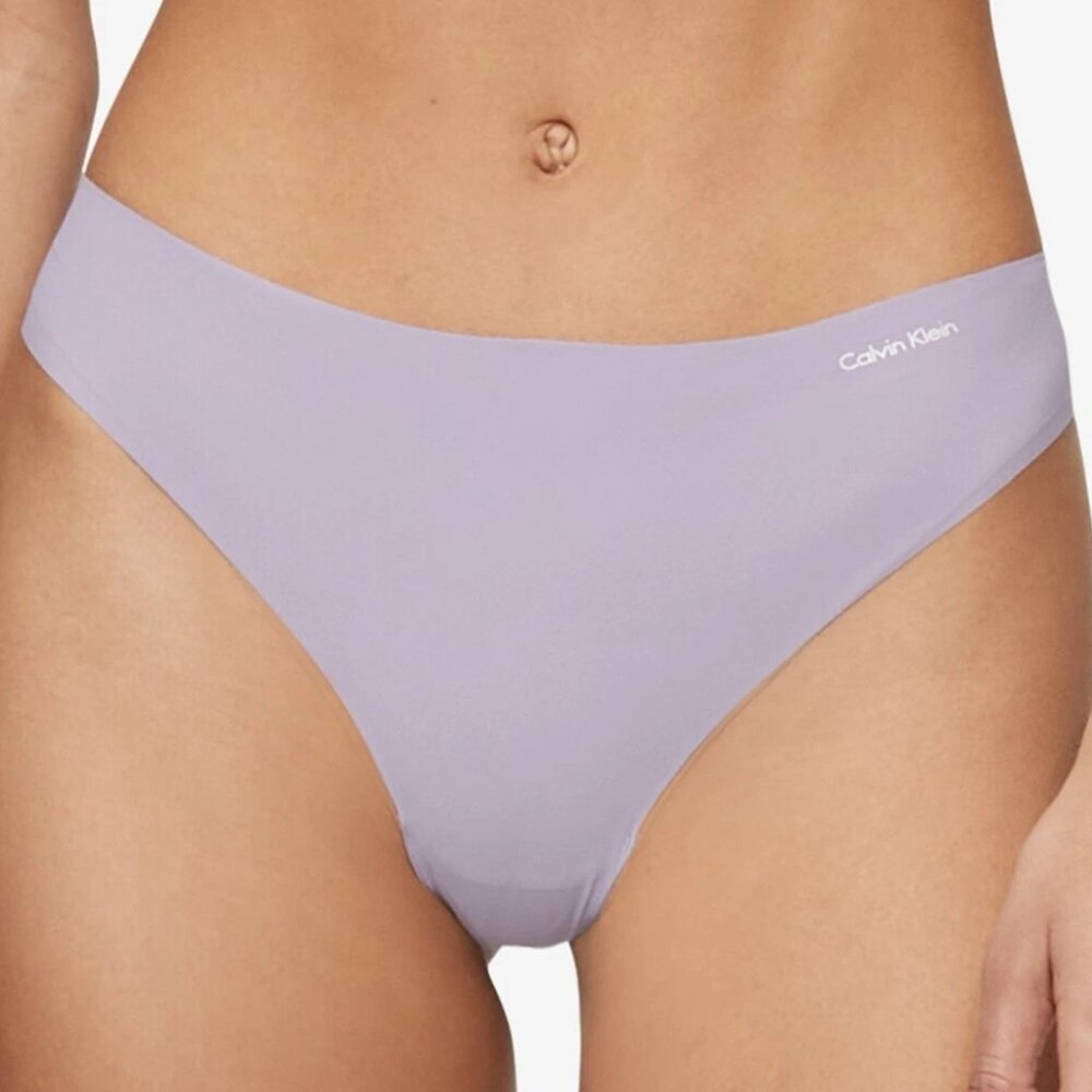 Calvin Klein Women's Invisibles Thong Panty Underwear, Purple Essence, XL